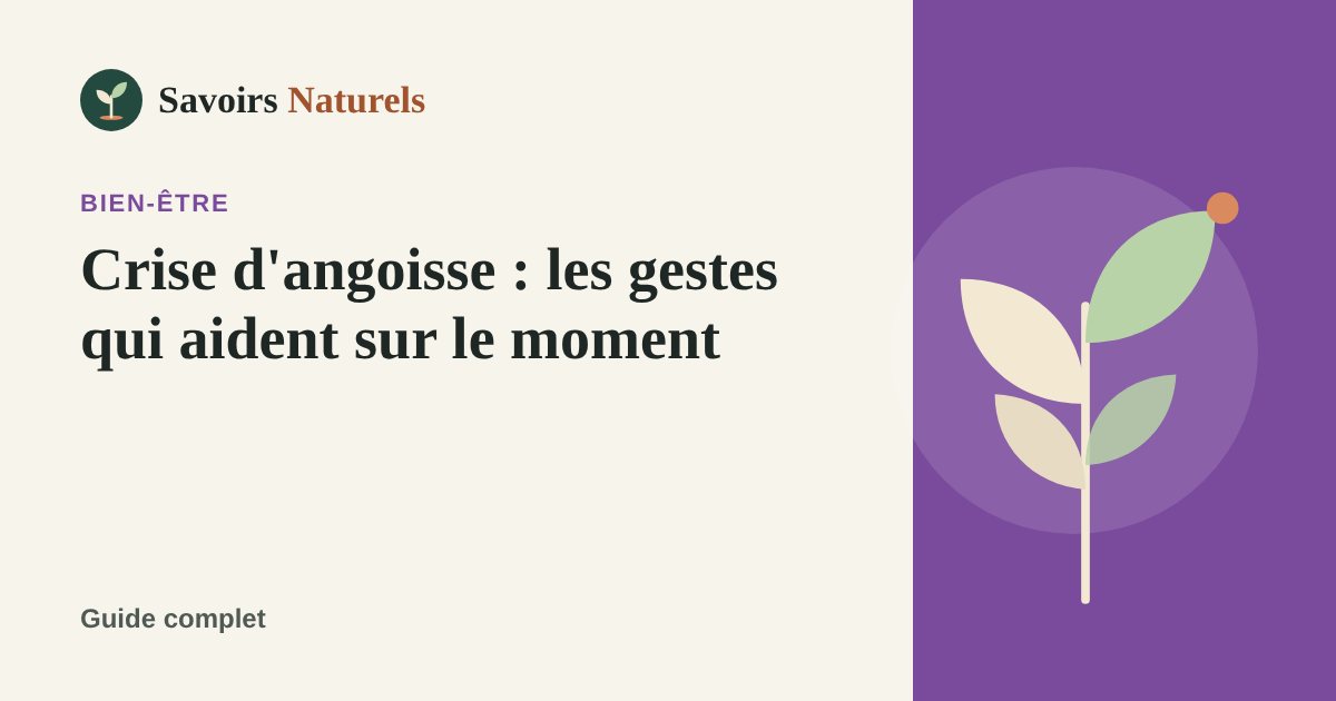 Crise d'angoisse : les gestes qui aident sur le moment — illustration Savoirs Naturels