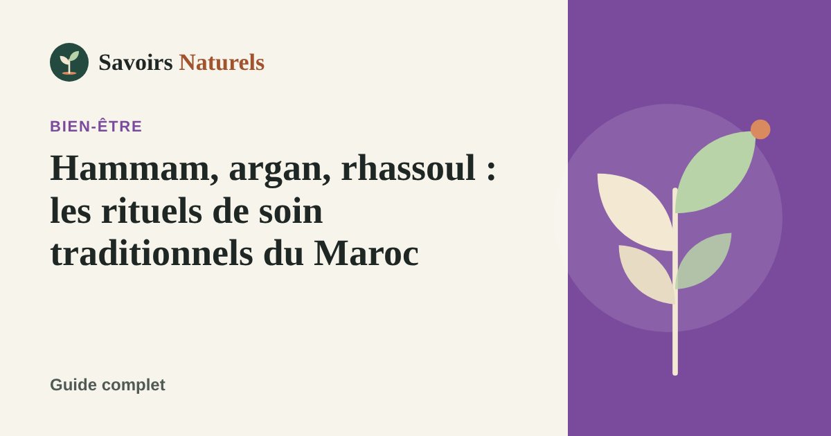 Hammam, argan, rhassoul : les rituels de soin traditionnels du Maroc — illustration Savoirs Naturels