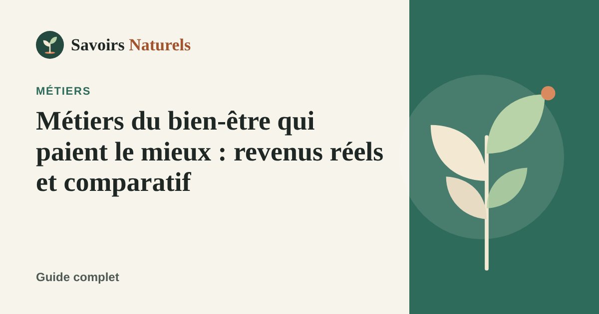 Métiers du bien-être qui paient le mieux : revenus réels et comparatif — illustration Savoirs Naturels