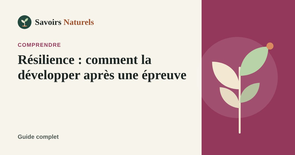 Résilience : comment la développer après une épreuve — illustration Savoirs Naturels