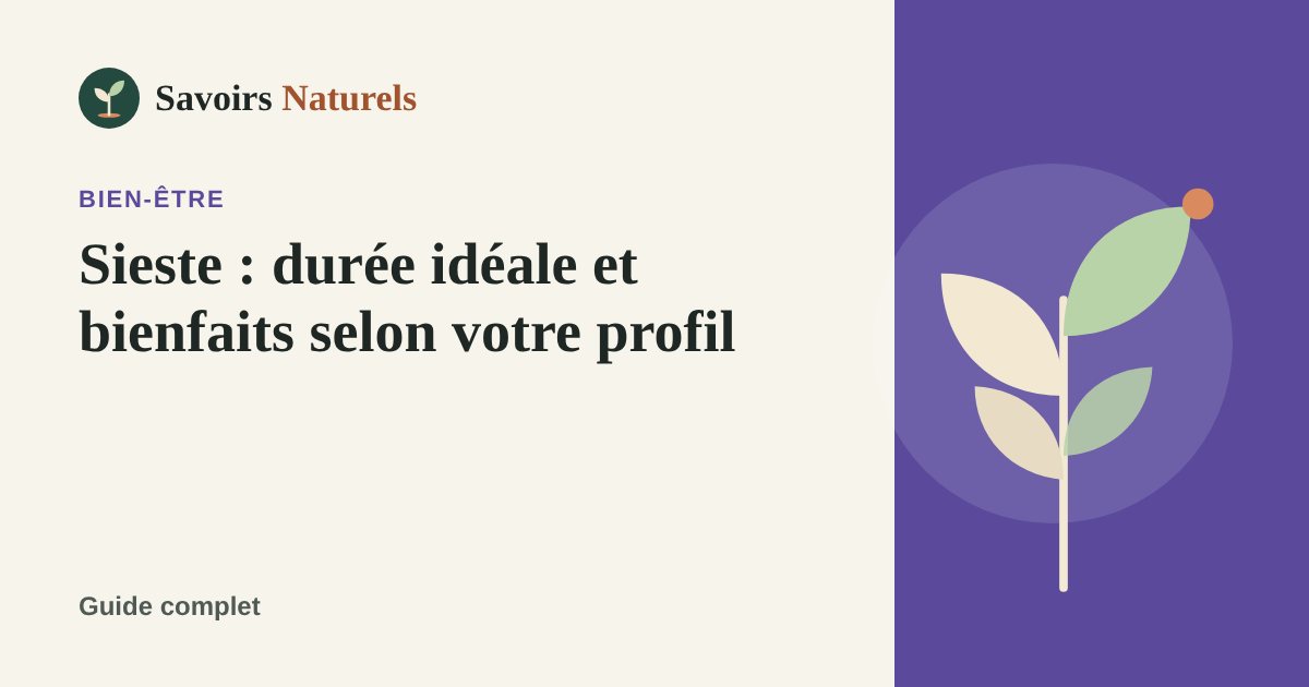Sieste : durée idéale et bienfaits selon votre profil — illustration Savoirs Naturels
